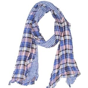 American Colors by Alex Lehr pastel plaid scarf, Sz 19x 82